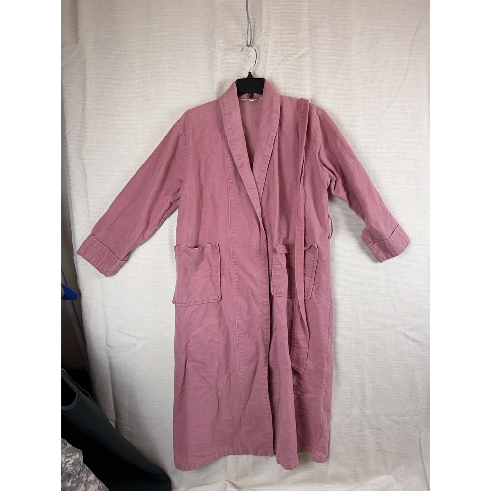 Vintage REI Robe Womens Small Pink Cotton Terry Kimono Belted Pockets Bath